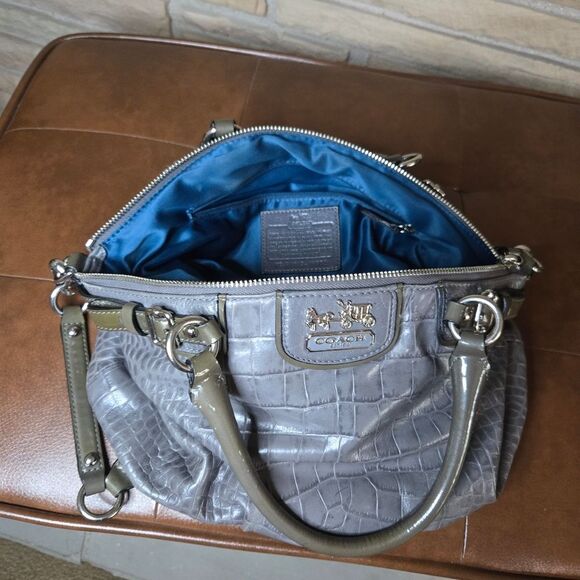 🐢 COACH Sophia.  Gray Croc Embossed Chain Link Versitile Bag - Picture 11 of 14